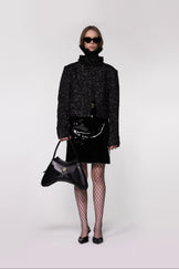 Hand-Embroidered Sequin Cropped Wool Jacket