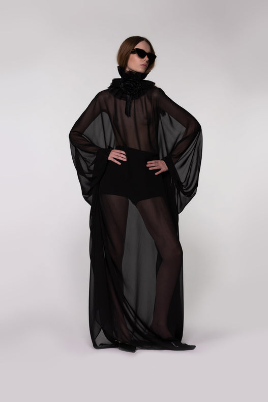 Black Sheer Chiffon Cape