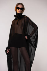 Black Sheer Chiffon Cape