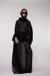 Black Sheer Chiffon Cape