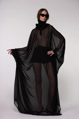 Black Sheer Chiffon Cape