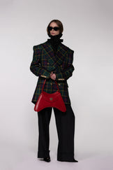 Green Tartan Double Breasted Wool Blazer