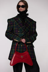Green Tartan Double Breasted Wool Blazer