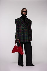 Green Tartan Double Breasted Wool Blazer