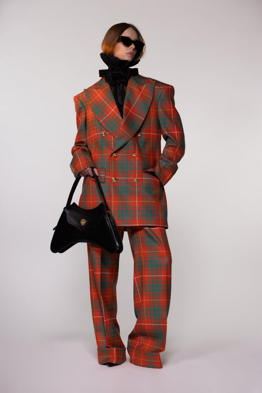 Heritage Check Tailored Wool Trousers
