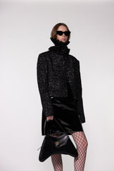 Hand-Embroidered Sequin Cropped Wool Jacket