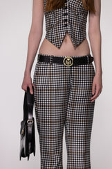 Brown Check Halter Waistcoat Top