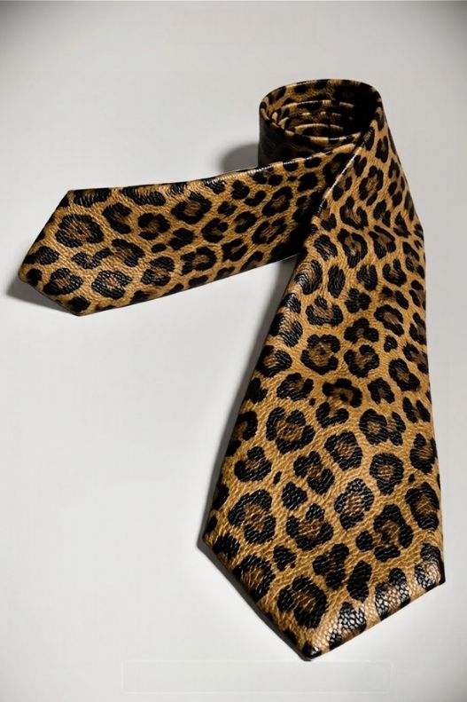 Tailored Animal Print Leather Tie