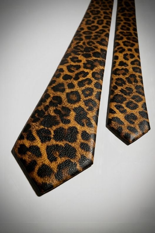 Tailored Animal Print Leather Tie