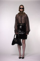 Brown Sheer Silk Organza Shirt