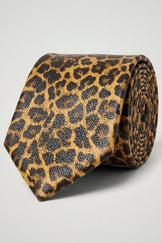 Tailored Animal Print Leather Tie