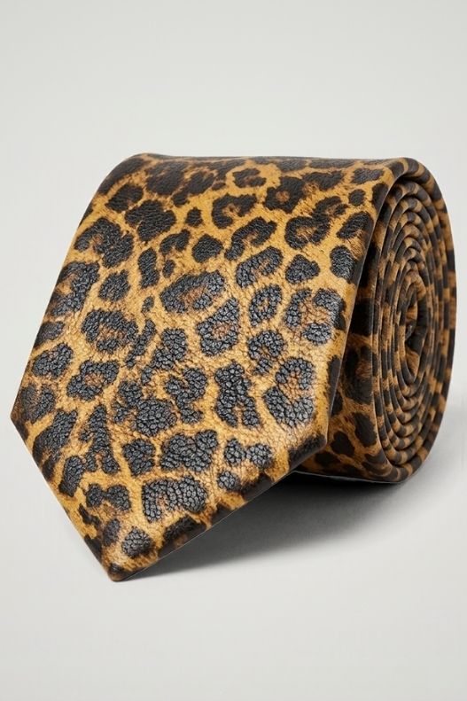 Tailored Animal Print Leather Tie