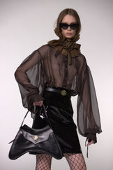 Brown Sheer Silk Organza Shirt