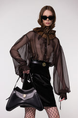 Brown Sheer Silk Organza Shirt