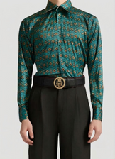 Helen Anthony Men's Monogram Gold Buckle Leather Belt