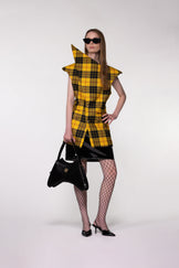 Yellow Check Sculptural Double Breasted Jacket