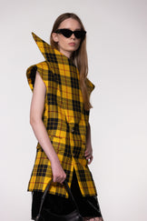 Yellow Check Sculptural Double Breasted Jacket
