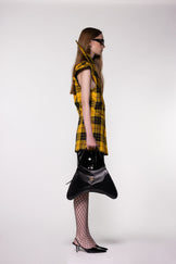Yellow Check Sculptural Double Breasted Jacket