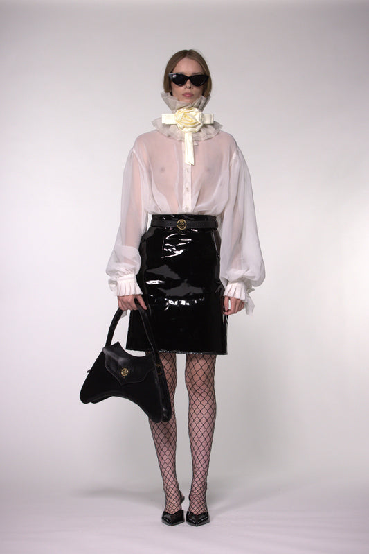 White Sheer Silk Organza Shirt
