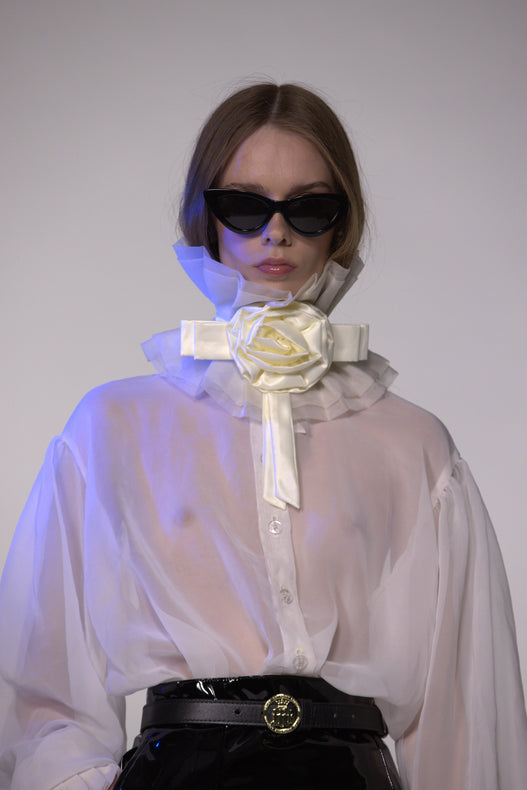 White Sheer Silk Organza Shirt