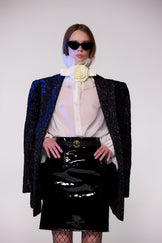 Hand-Embroidered Sequin Wool Double-Breasted Blazer