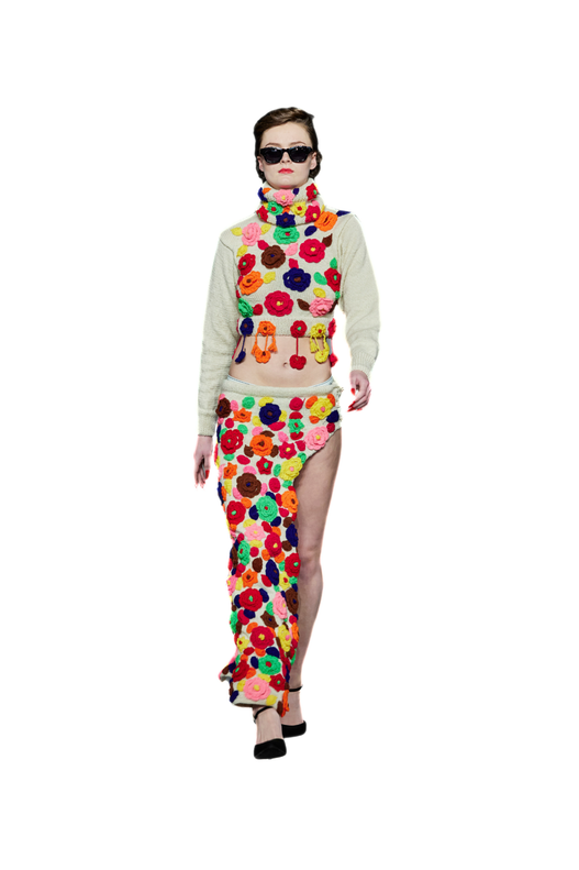 Hand Knit Wool Slit Skirt