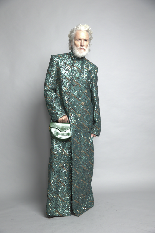 Hand-Embroidered Monogram Wool Long Coat