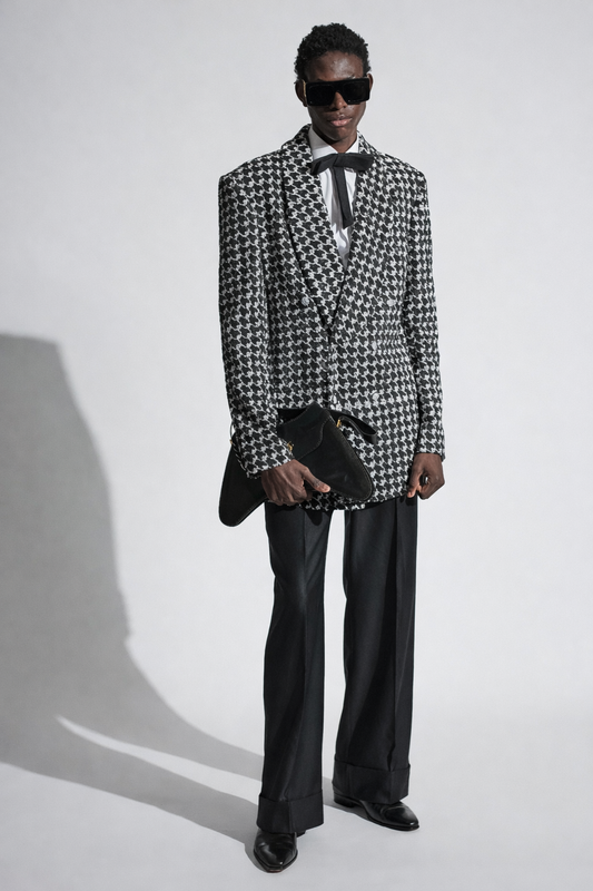 Hand-Embroidered Double Breasted Wool Blazer