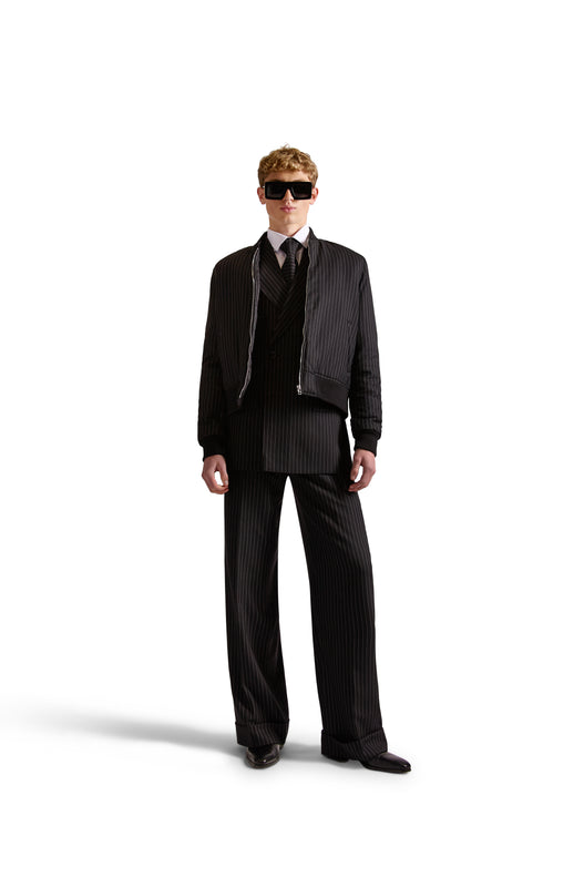 Pinstripe Peak Lapel Double Breasted Blazer