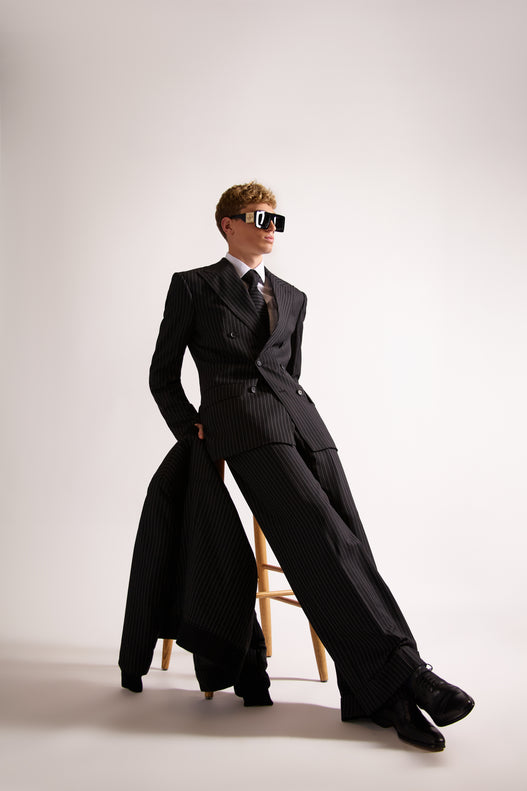 Pinstripe Double Breasted Wool & Cashmere Suit