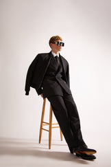 Pinstripe Double Breasted Wool & Cashmere Suit