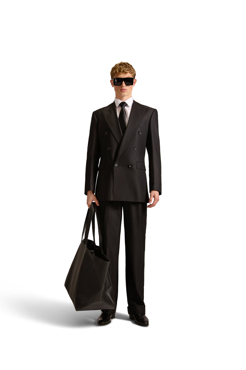 Peak Lapel Double Breasted Wool Blazer
