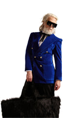 Peak Lapel Double Breasted Velvet Blazer