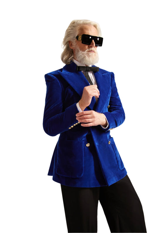 Peak Lapel Double Breasted Velvet Blazer
