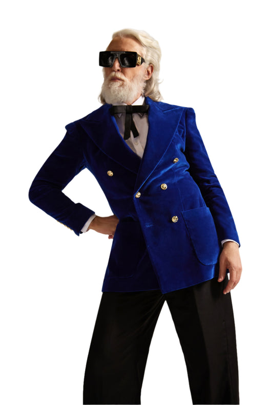 Peak Lapel Double Breasted Velvet Blazer