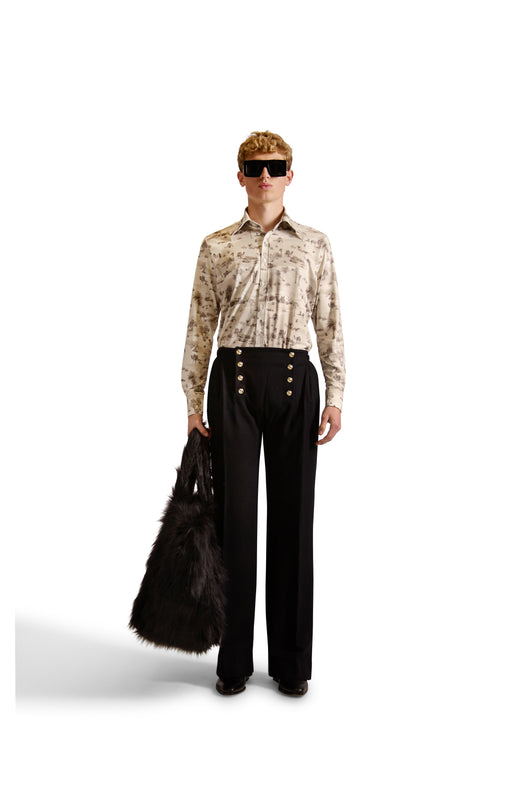 Tailored Wool Button Trousers
