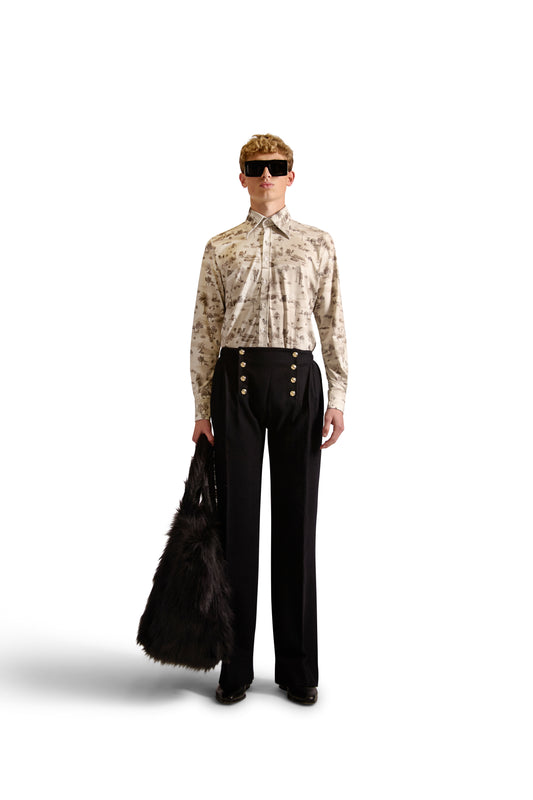 Tailored Wool Button Trousers