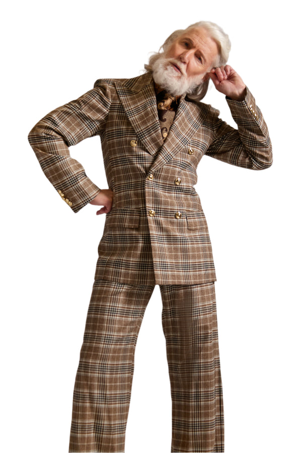 Tailored Wool Double Breasted Check Suit