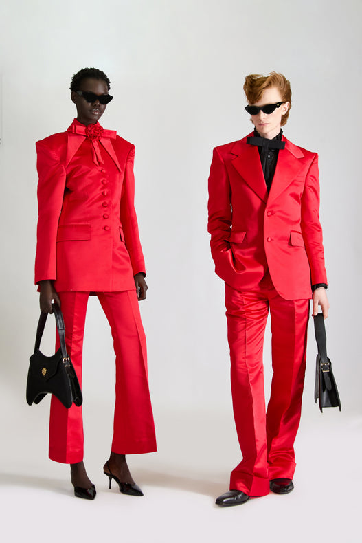 Tailored Single Breasted Satin Suit