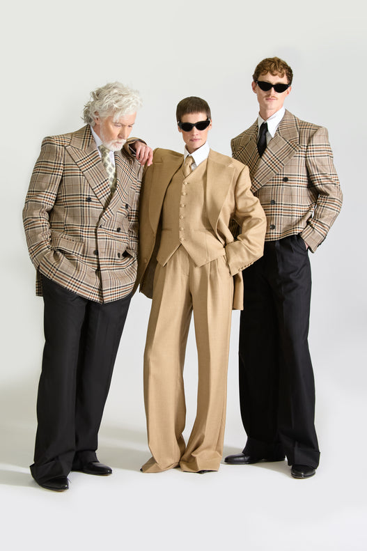 Tailored Double Breasted Wool Check Suit