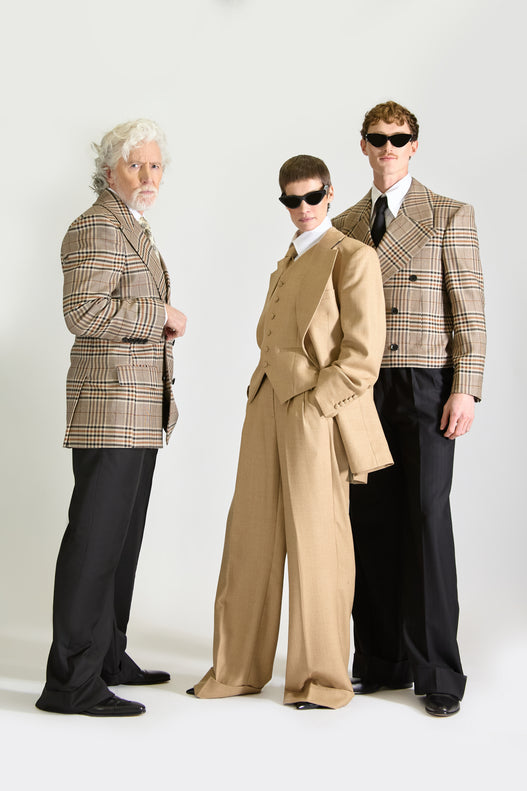 Tailored Double Breasted Wool Check Suit