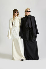 Tailored Fur Backless Wool Dress