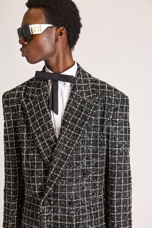 Hand-Embroidered Double Breasted Wool Blazer