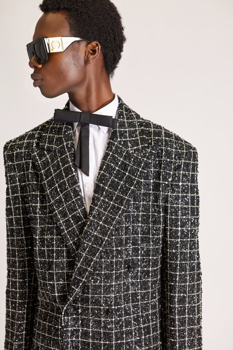 Hand-Embroidered Double Breasted Wool Blazer