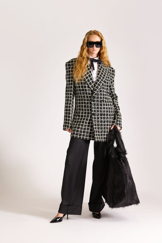 Hand-Embroidered Double Breasted Wool Blazer