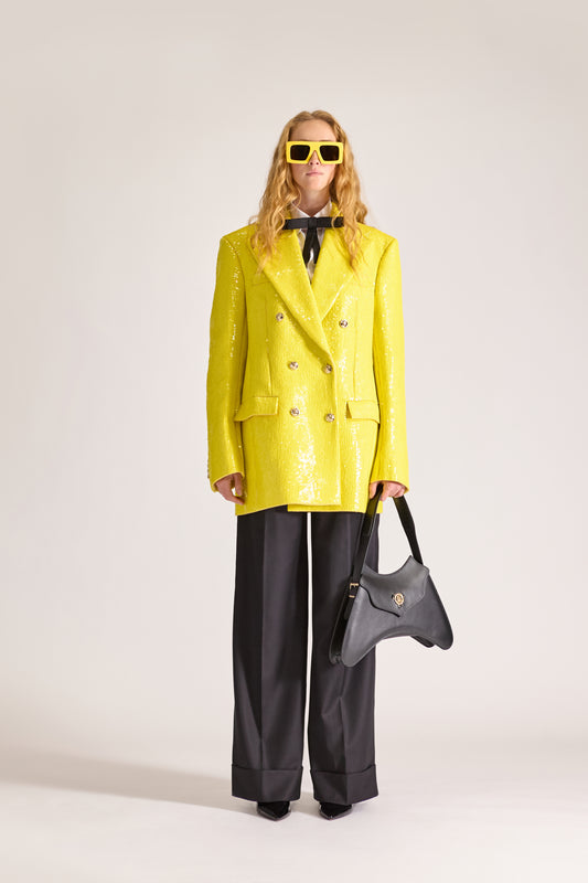 Hand-Embroidered Double Breasted Wool Blazer