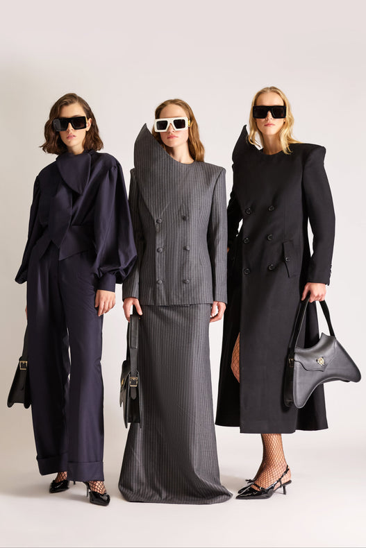 Tailored Wool Double Breasted Pointed Lapel Overcoat