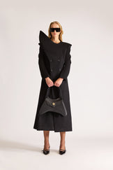 Tailored Wool Double Breasted Pointed Lapel Overcoat