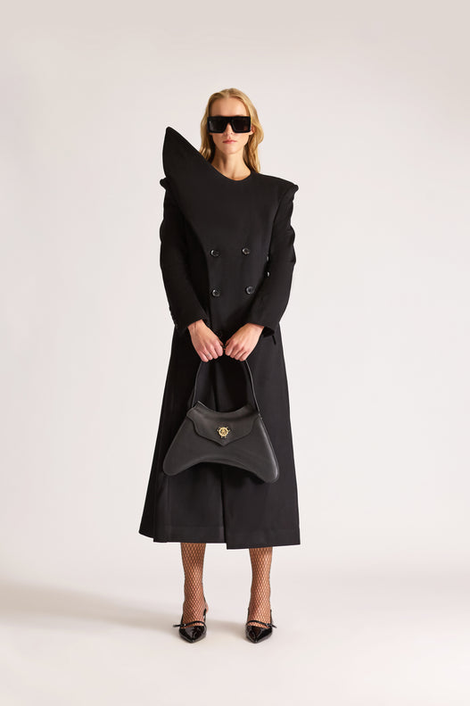 Tailored Wool Double Breasted Pointed Lapel Overcoat