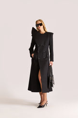 Tailored Wool Double Breasted Pointed Lapel Overcoat